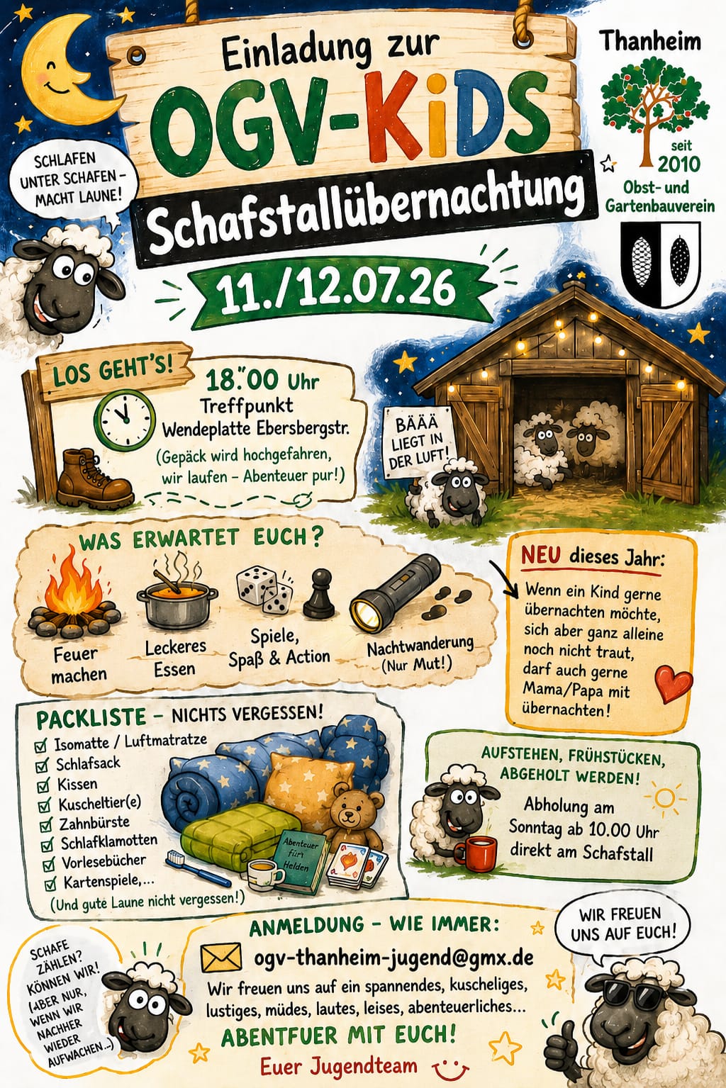 OGV-Kids Schafstallübernachtung – Einladungsflyer