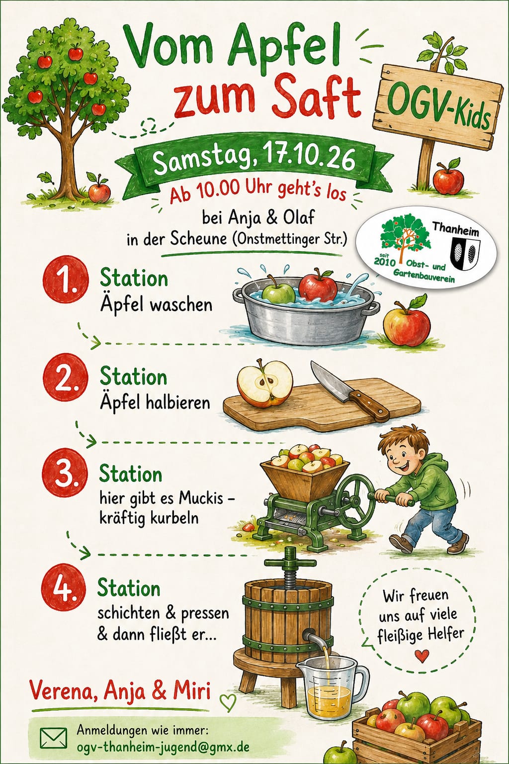 Vom Apfel zum Saft – OGV-Kids Apfelsaft pressen Flyer