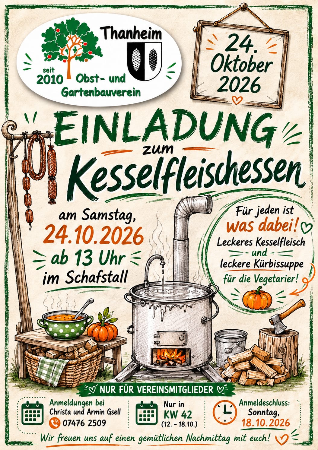 Einladung Kesselfleischessen 24.10.2026 – OGV Thanheim